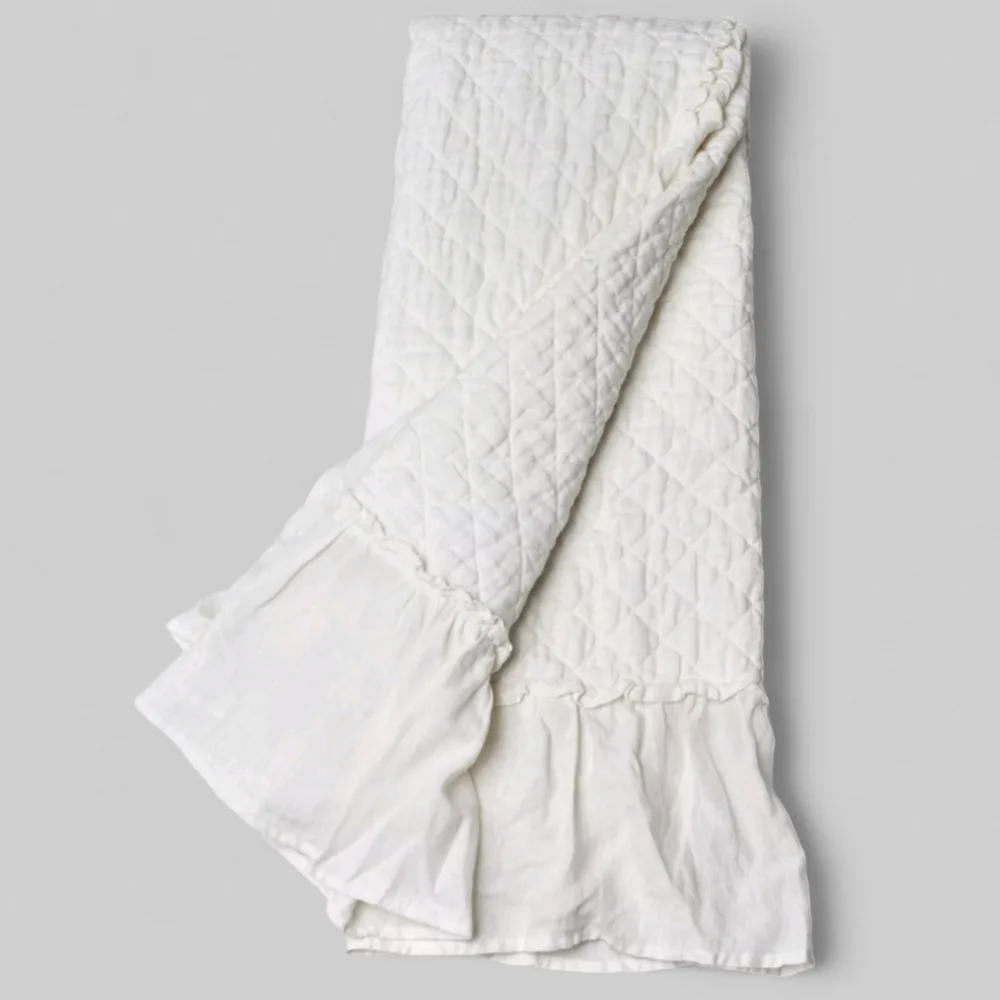 Amity Home Linen Caprice Quilted Ruffled Baby Quilt White